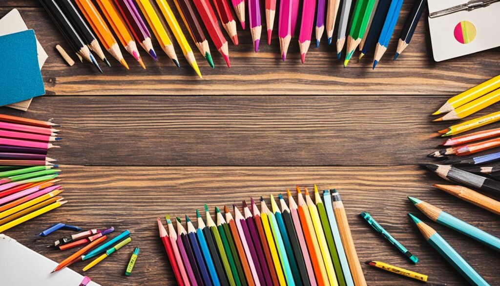 Colored pencils and art supplies